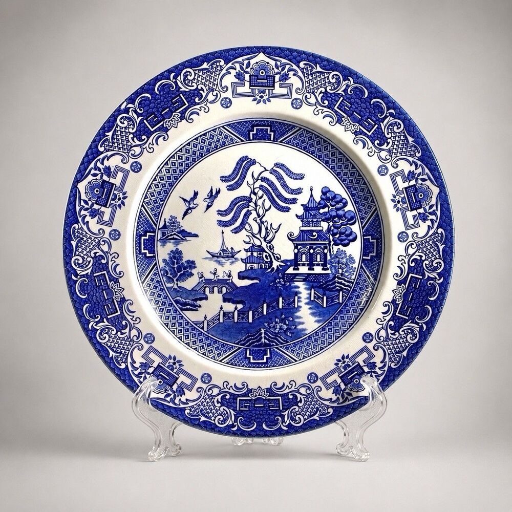 Washington Pottery Old Willow Blue Dinner Plate 9.75” English Ironstone England